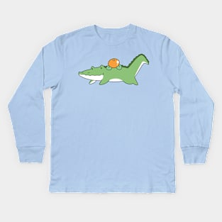 Orange Fruit Alligator Kids Long Sleeve T-Shirt